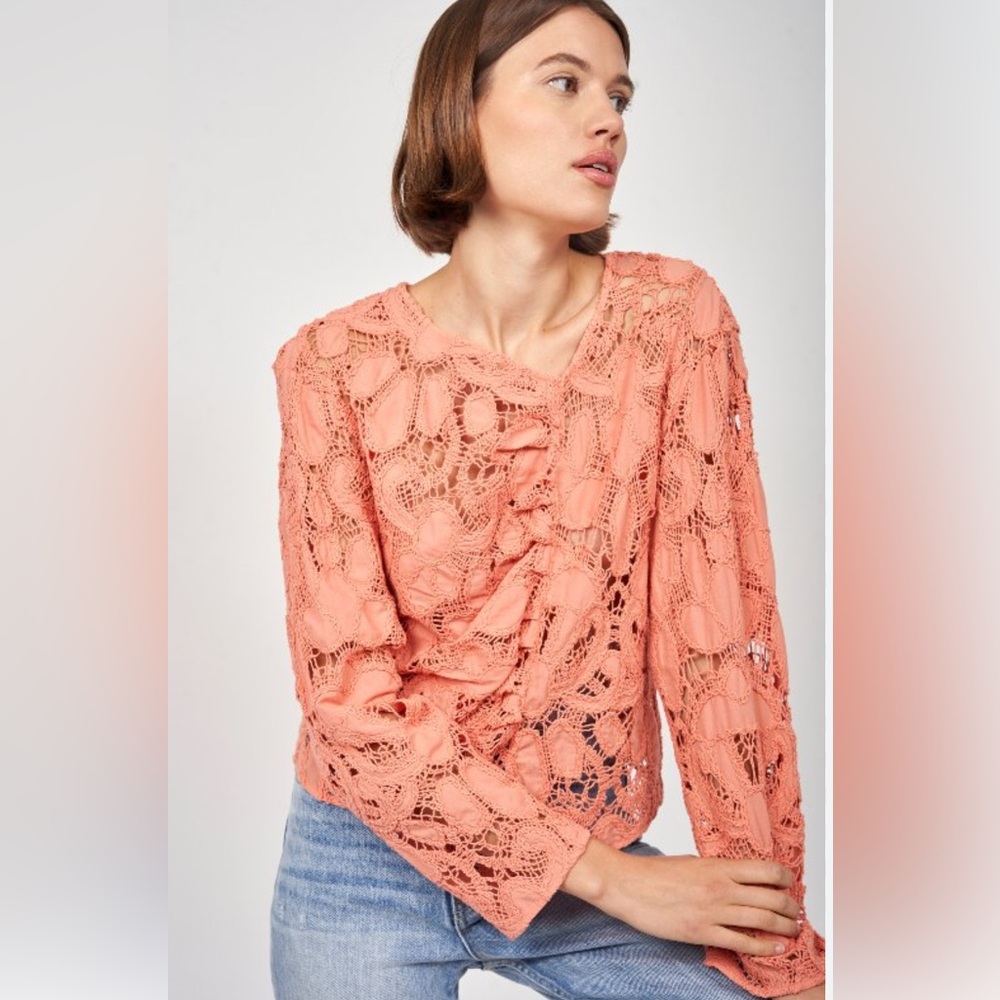 Joie Leith eyelet cotton top! Peach color! NWT xxs